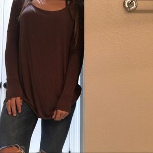 brown piko long sleeve tunic